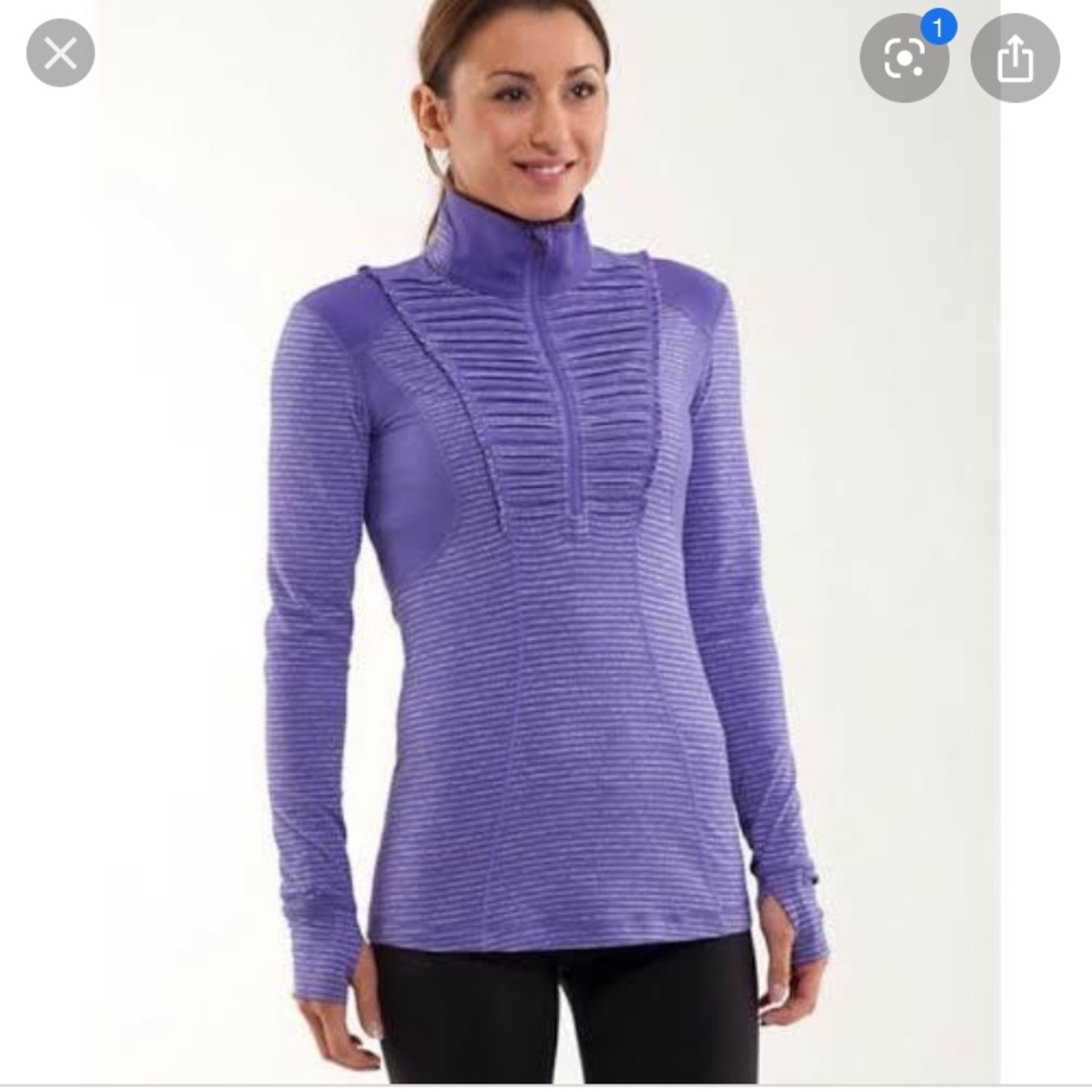 Lululemon Ruffle Neck Zip-up Pullover in Purple